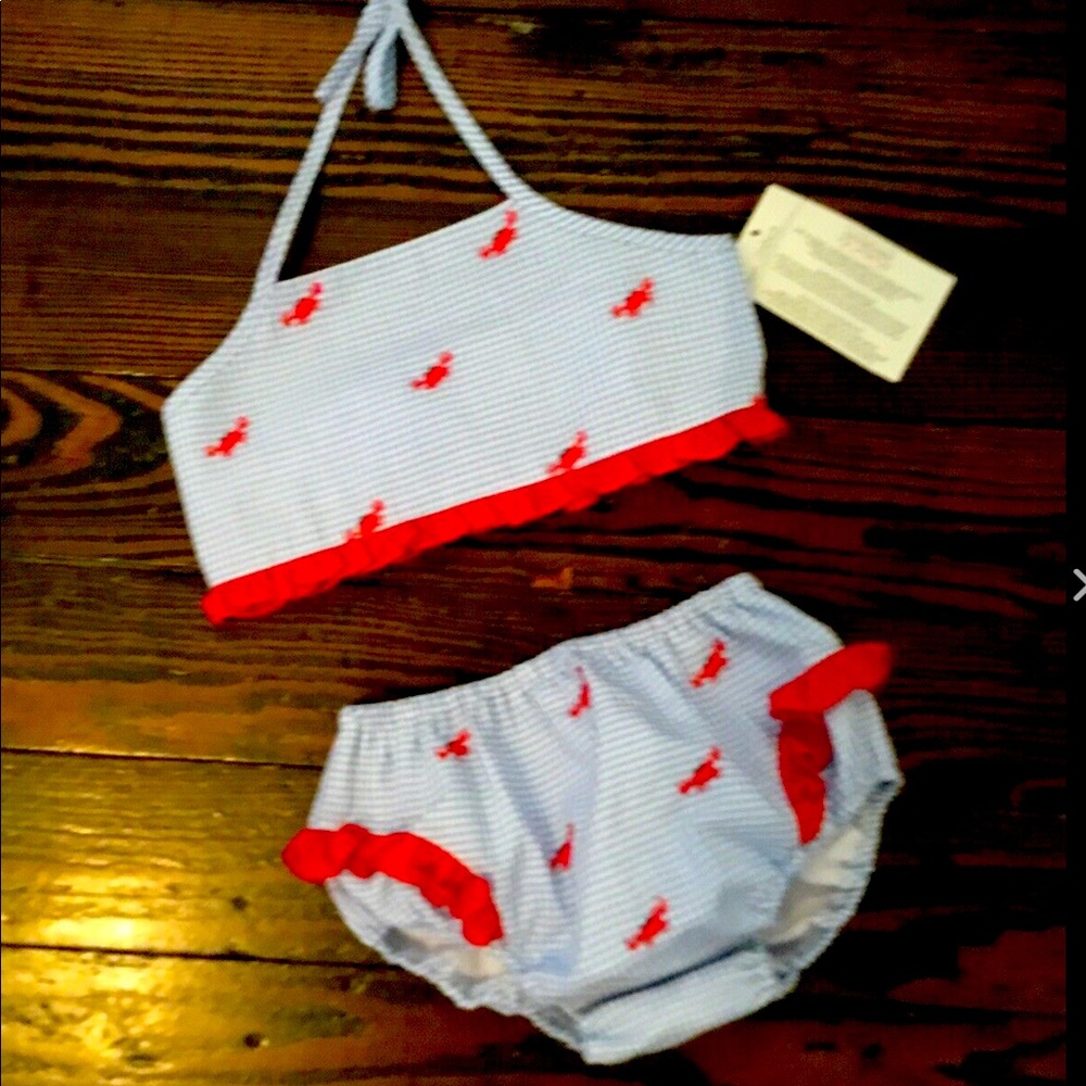 Rosalina NWT Boutique Embroidered Crab Bikini 2T